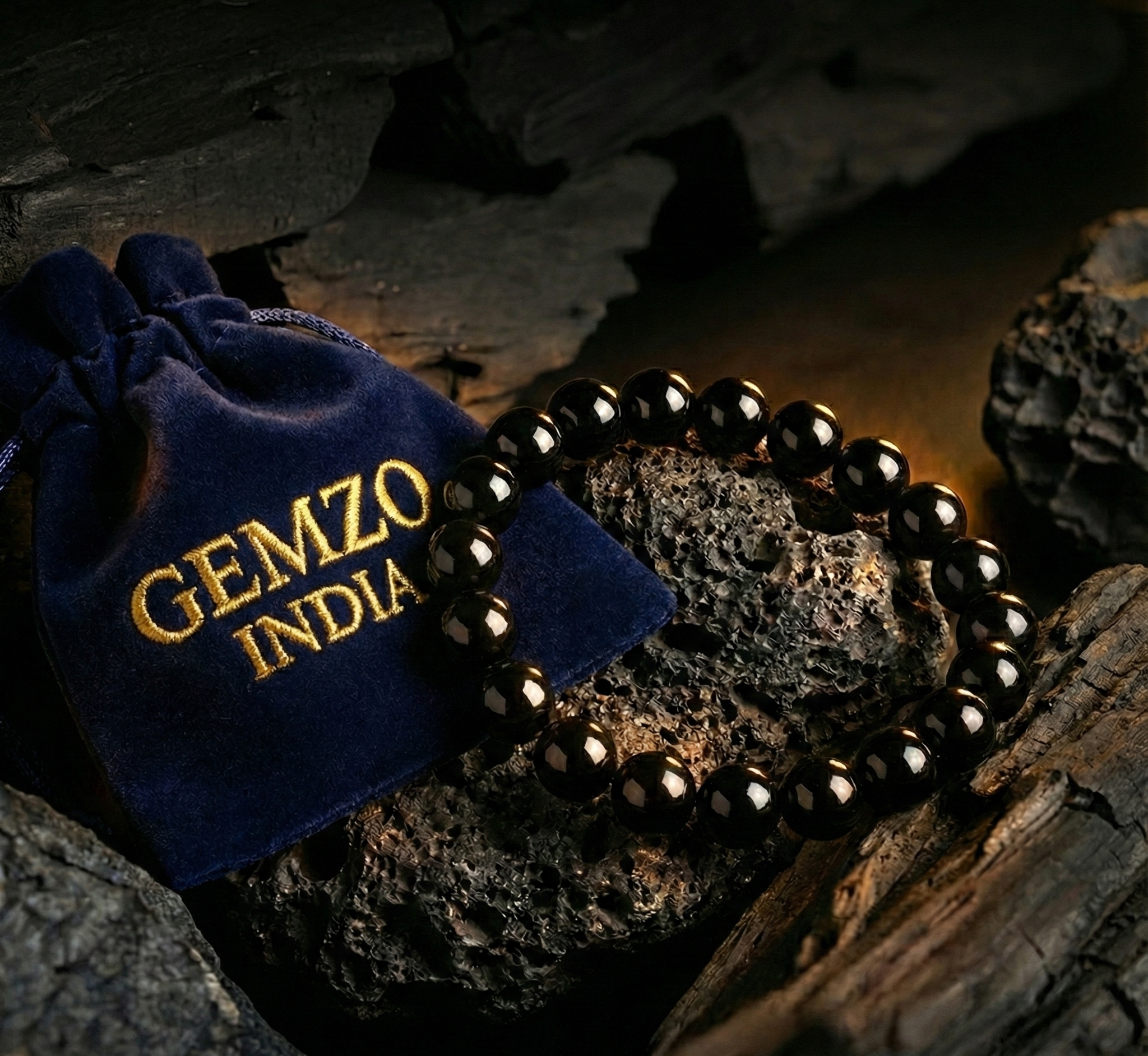 GemzoIndia Black Tourmaline Bracelet – Protection • Grounding • Energy Shield