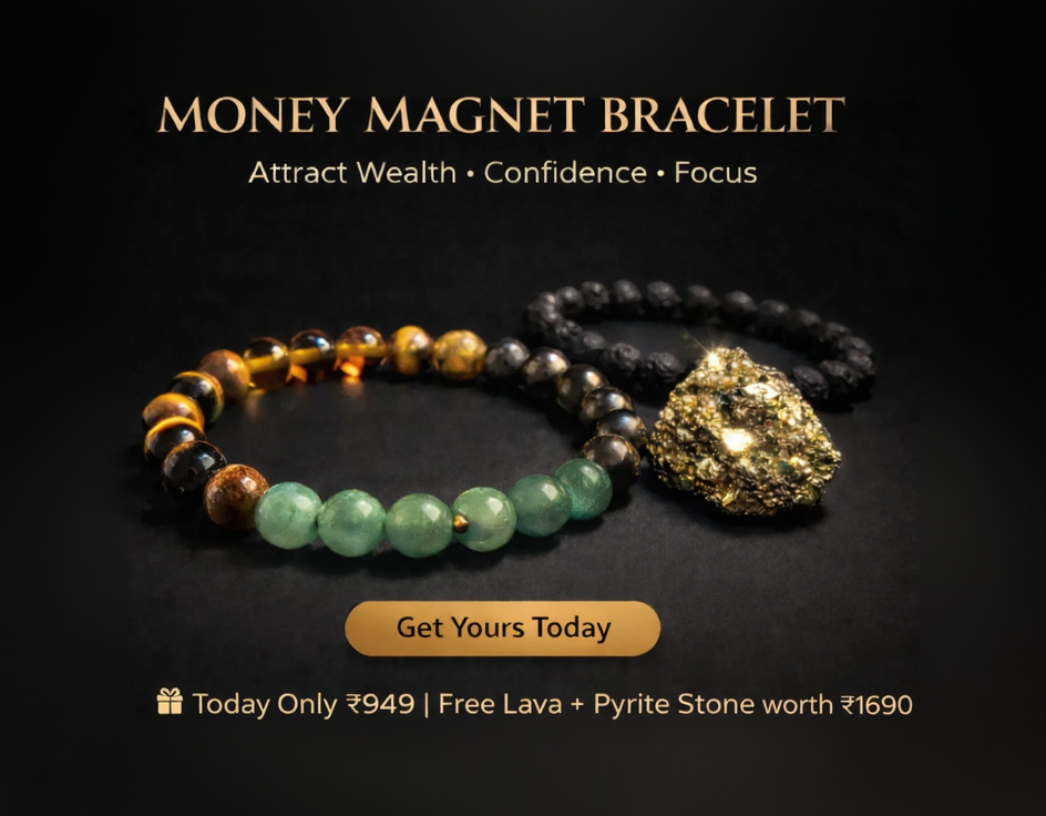Gemzo Money Magnet Bracelet – 4 Powerful Crystals for Wealth & Success ( FREE COMBO )