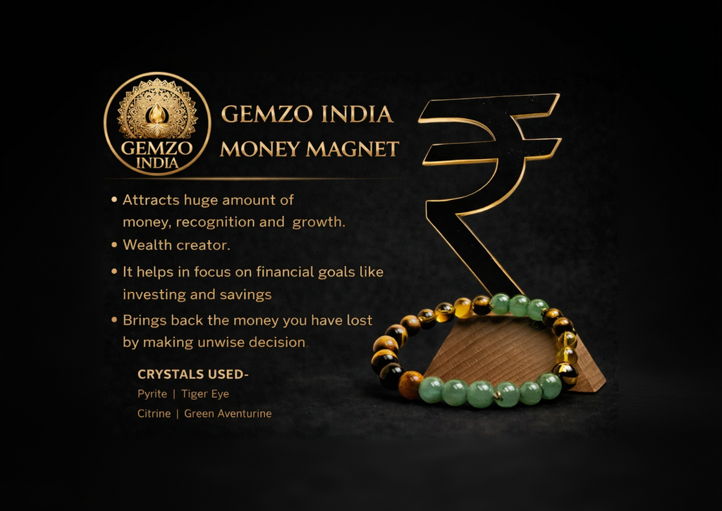 Gemzo Money Magnet Bracelet – 4 Powerful Crystals for Wealth & Success ( FREE COMBO )