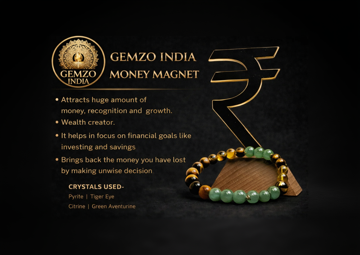 Gemzo Money Magnet Bracelet – 4 Powerful Crystals for Wealth & Success ( FREE COMBO )