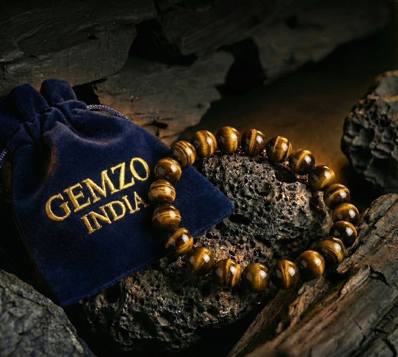 Premium Tiger Eye Bracelet for Confidence & Success | Gemzo India