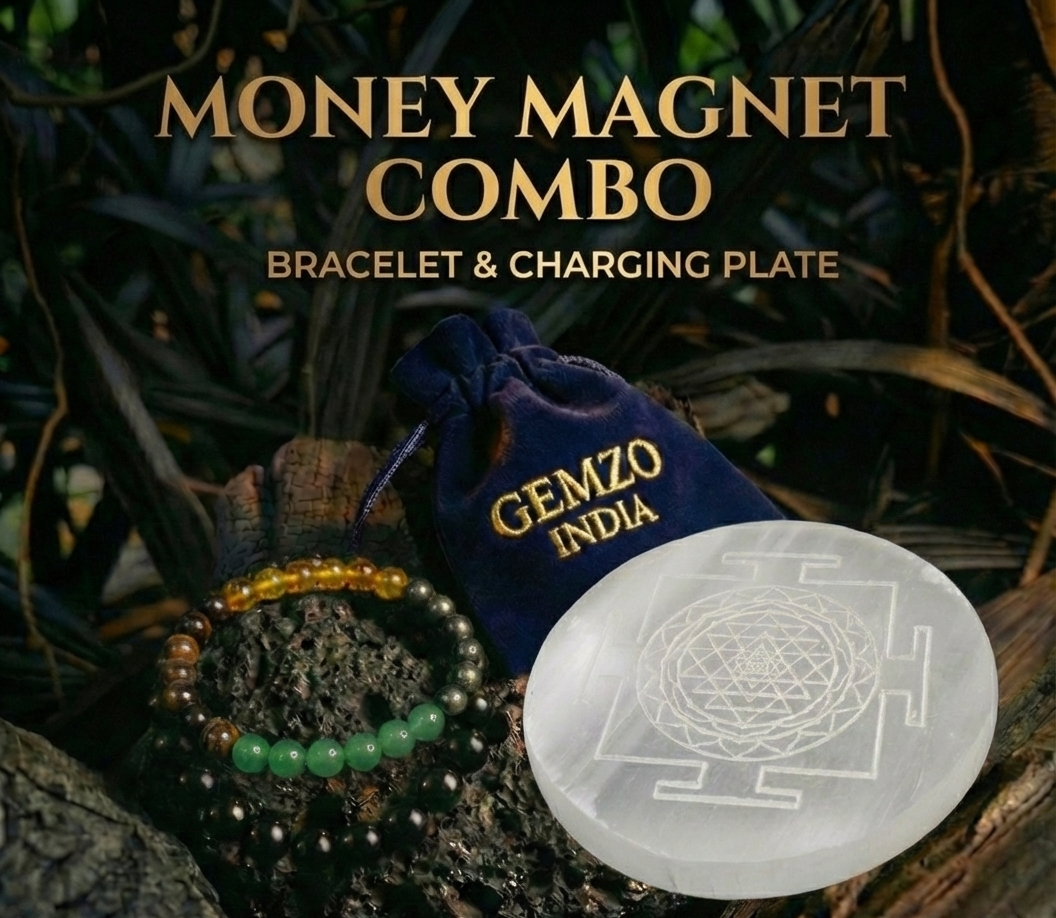 Money Magnet Bracelet + Selenite Charging Plate – Wealth Activation Combo (Gemzo India)
