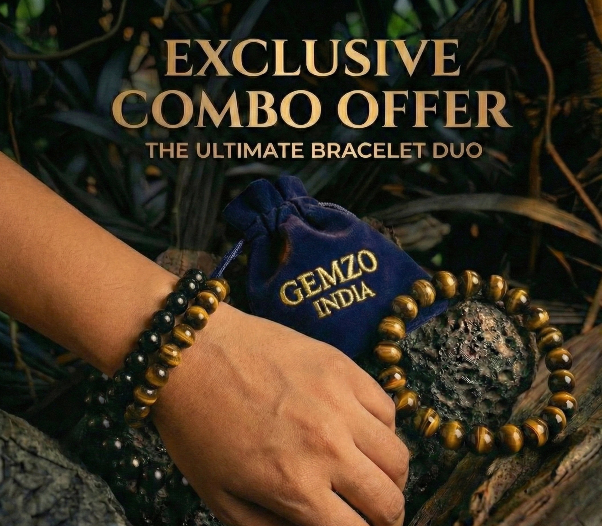 Gemzo Black Tourmaline Bracelet + Tiger Eye Bracelet Life Changing Combo ( SPECIAL OFFER LIMITED TIME )