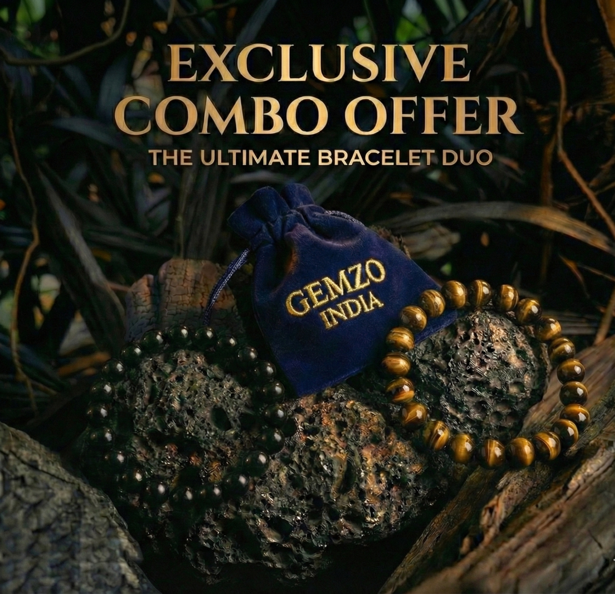 Gemzo Black Tourmaline Bracelet + Tiger Eye Bracelet Life Changing Combo ( SPECIAL OFFER LIMITED TIME )