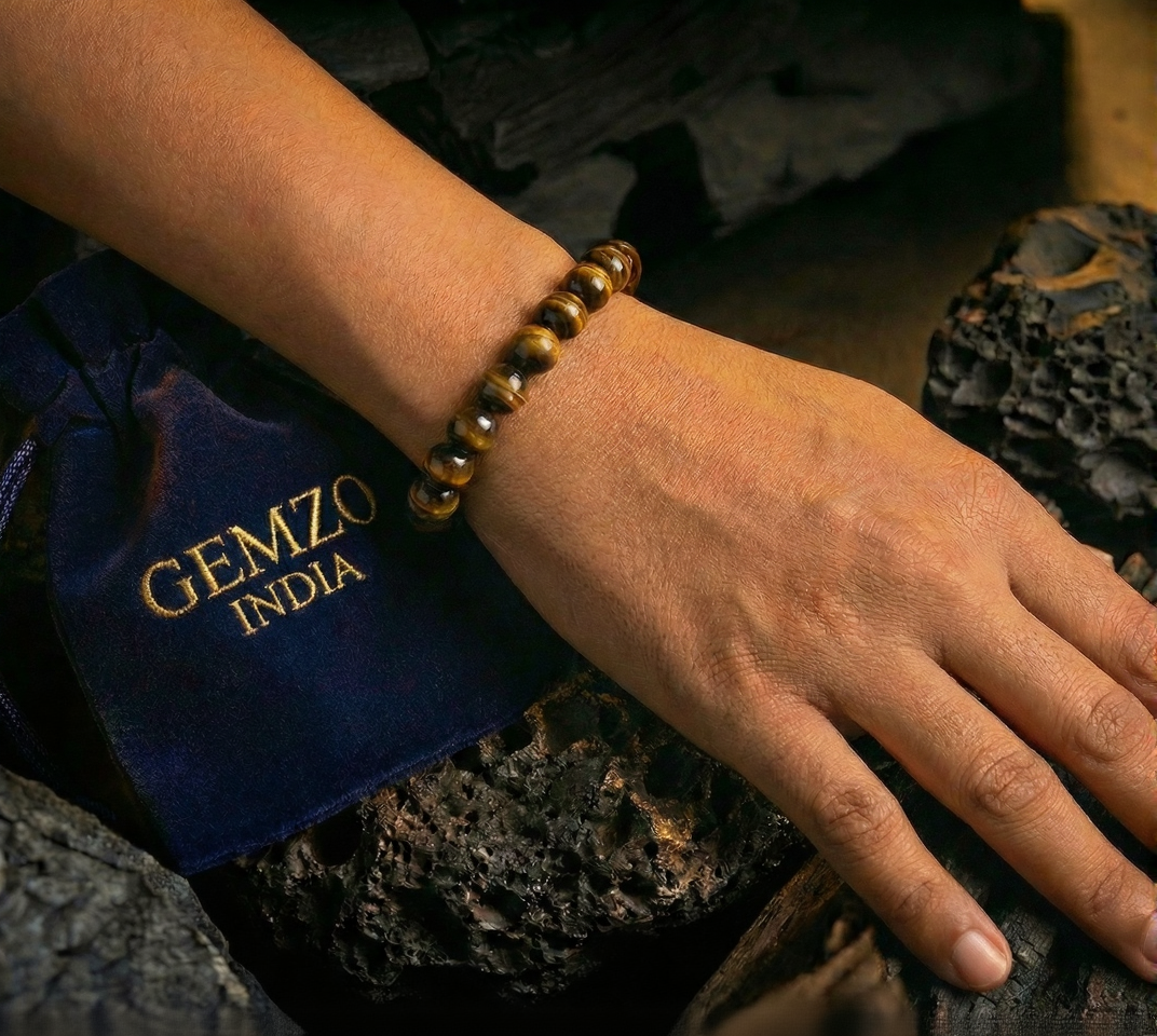 Premium Tiger Eye Bracelet for Confidence & Success | Gemzo India